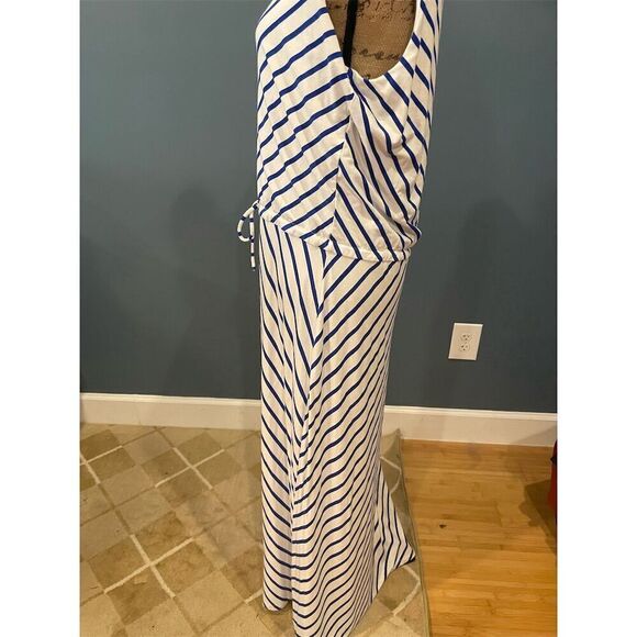 Talbots Women's Striped Sleeveless Maxi Dress XLP Multicolor Keyhole Neckline - Picture 6 of 10